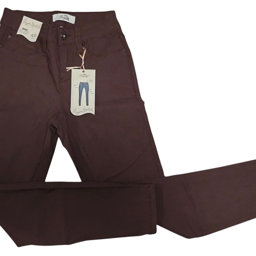 Royalty For Me 4P Cocoa Brown Hyper Stretch Skinny Jeans Mid Rise Sculpting NWT